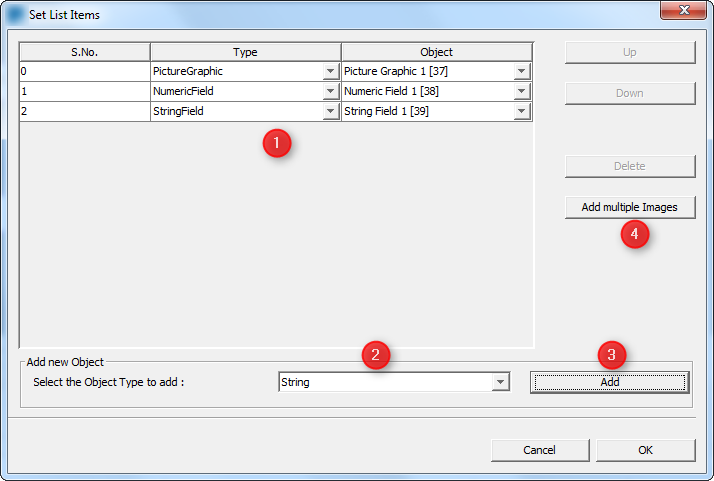 List Items property dialog