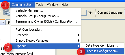 Process Configuration via Menu