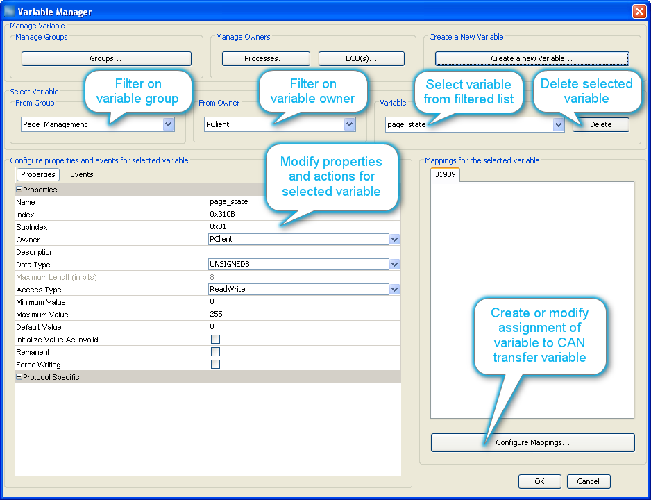 Property Setting in Variable Manager