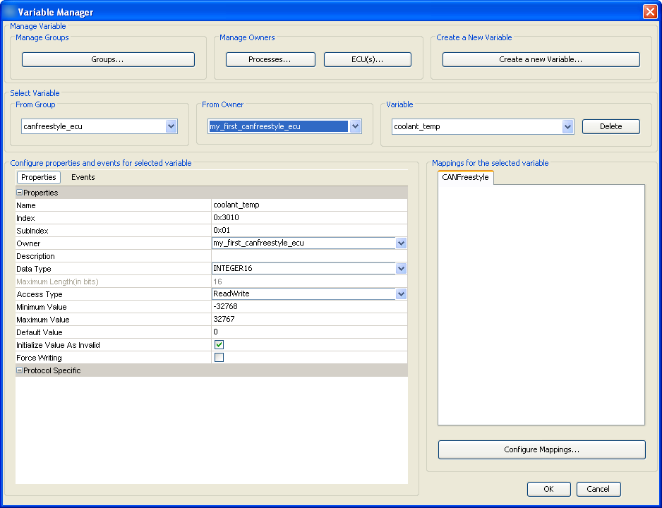 Variable Manager Variable added