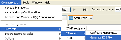 CANopen Menu EDS file creation