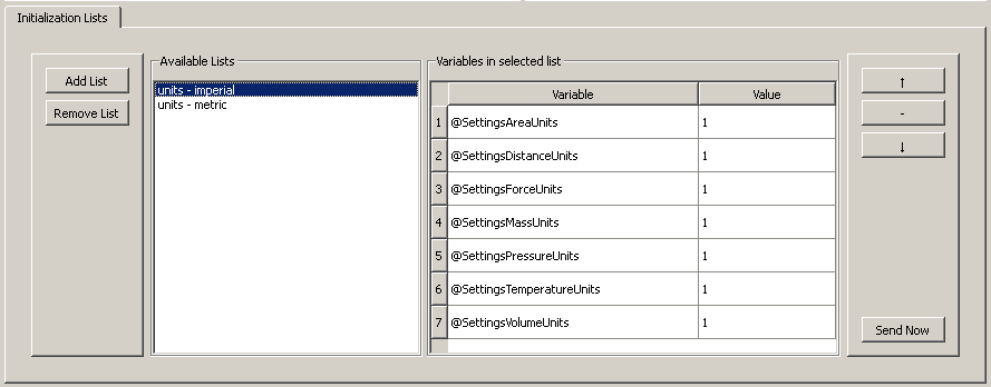Variable Simulation Send Lists