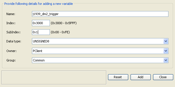 Create a trigger variable for DM2 request