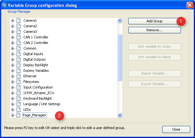 Add Variable Group