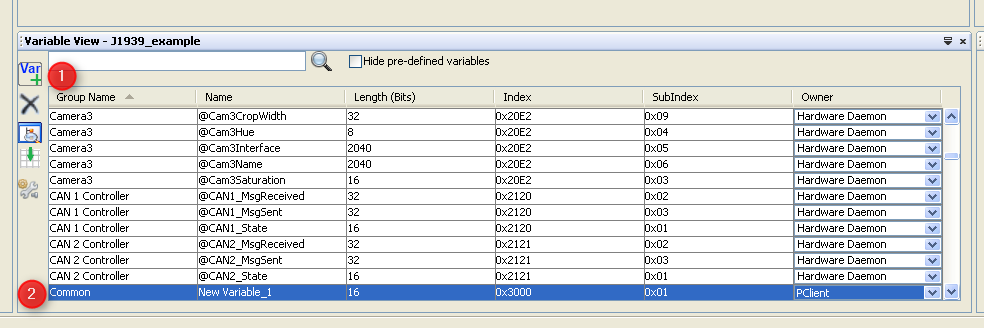 create variable in variable view