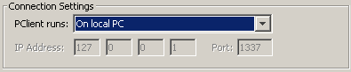 Connection settings for connecting to local PClient