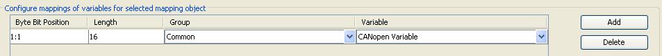 CANopen variable mapping