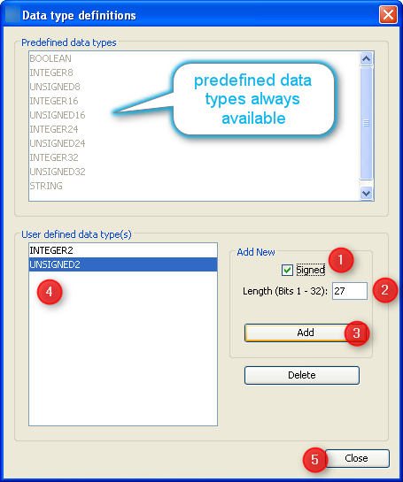 Data Types Dialog