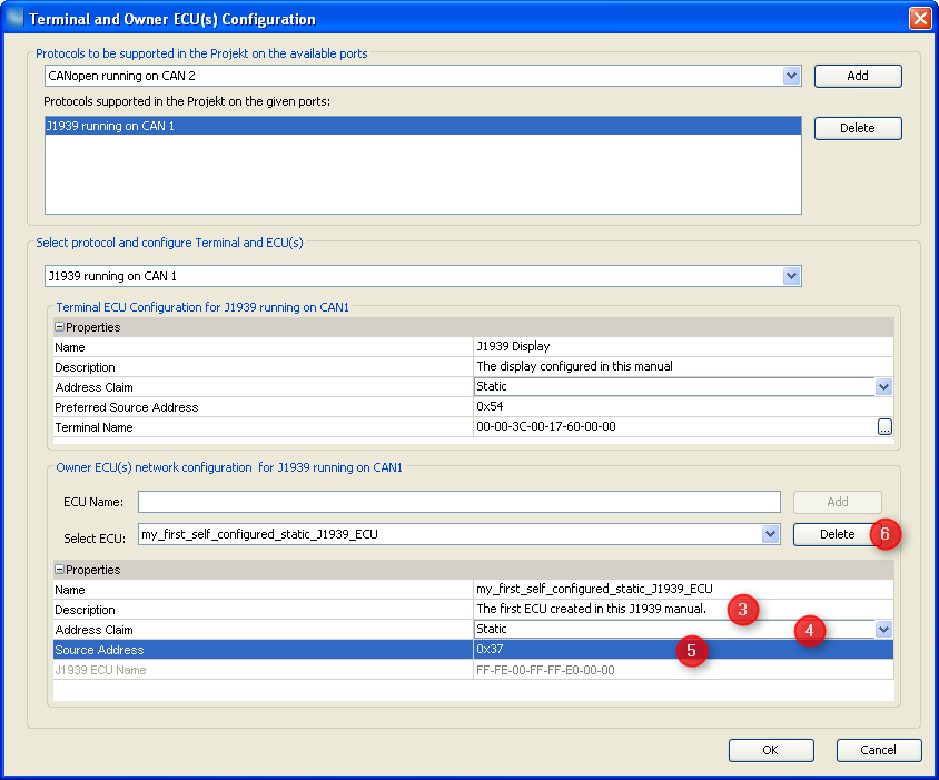 configure static J1939 ECU