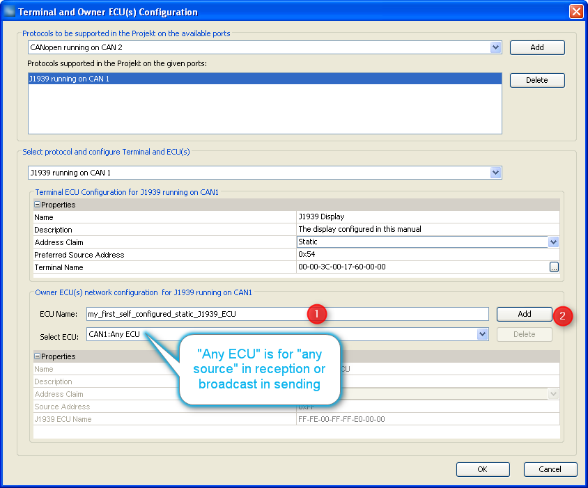 create static J1939 ECU