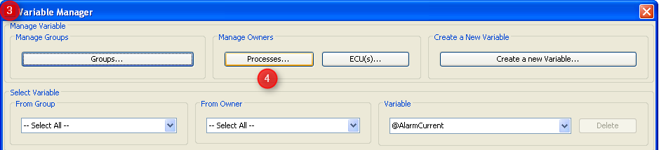 Open Process Configuration via Variable Manager