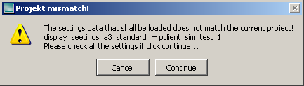 Variable simulation - project mismatch when loading settings